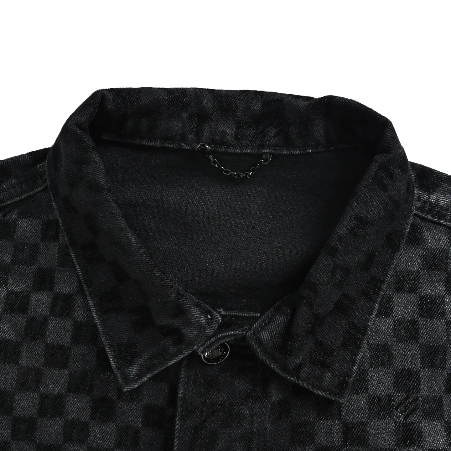 Louis Vuitton/Louis Vuitton Mosaic Flocked Checkered Spliced Denim Jacket
